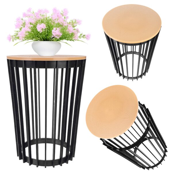 Kwietnik dwustronny Aytre 54 cm czarny + blat naturalne drewno
