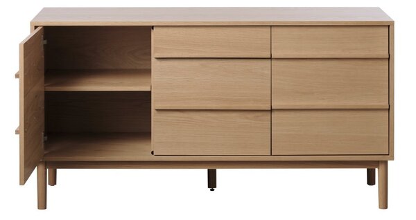 Niska komoda w dekorze dębu 75x140 cm Ponza – Unique Furniture