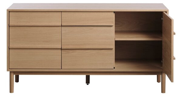 Niska komoda w dekorze dębu 75x140 cm Ponza – Unique Furniture