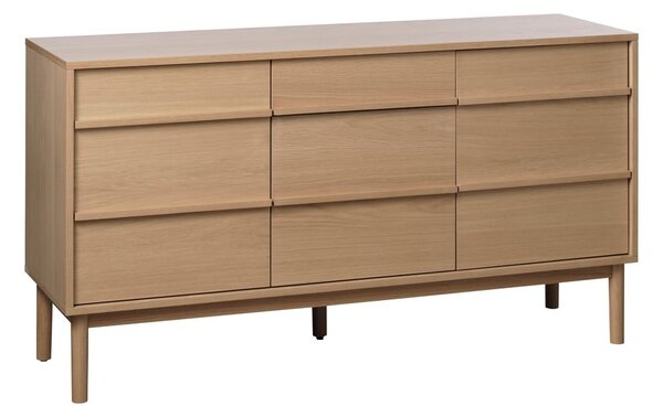 Niska komoda w dekorze dębu 75x140 cm Ponza – Unique Furniture