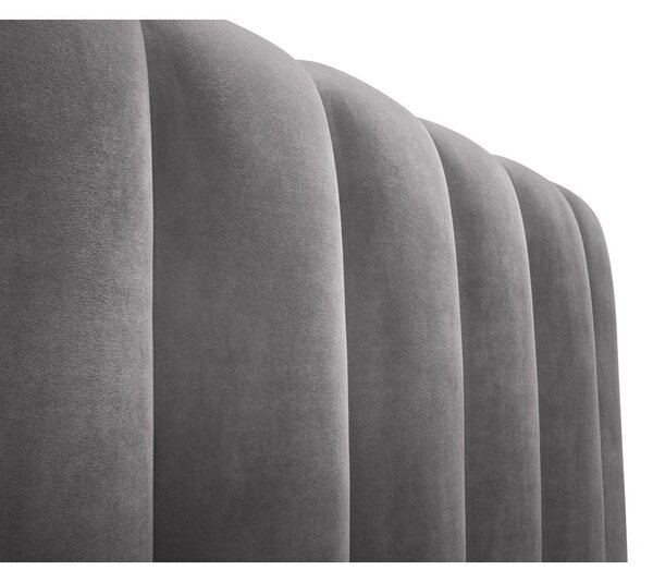 Szare tapicerowane łóżko dwuosobowe ze schowkiem i stelażem 160x200 cm Kelp – Micadoni Home