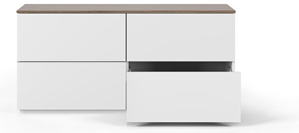 Biała komoda z blatem w orzechowym dekorze TemaHome Join, 120 x 54 cm