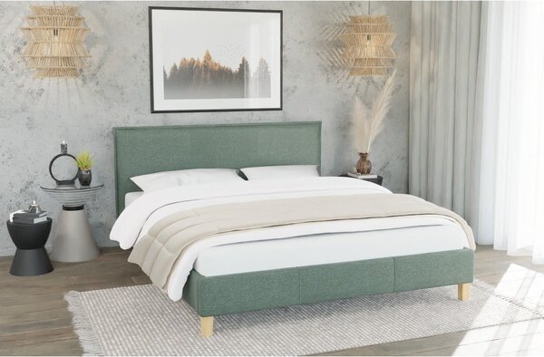 Zielone tapicerowane łóżko ze stelażem 90x200 cm Tina – Ropez