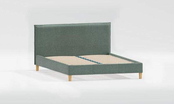 Zielone tapicerowane łóżko dwuosobowe ze stelażem 160x200 cm Tina – Ropez