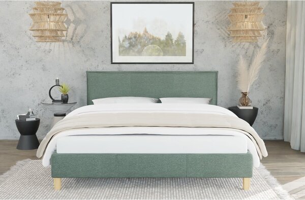 Zielone tapicerowane łóżko ze stelażem 90x200 cm Tina – Ropez