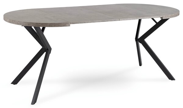 Stół Okrągły Rozkładany DORIAN 80-160 cm Beton/Czarny Nowoczesny Loft