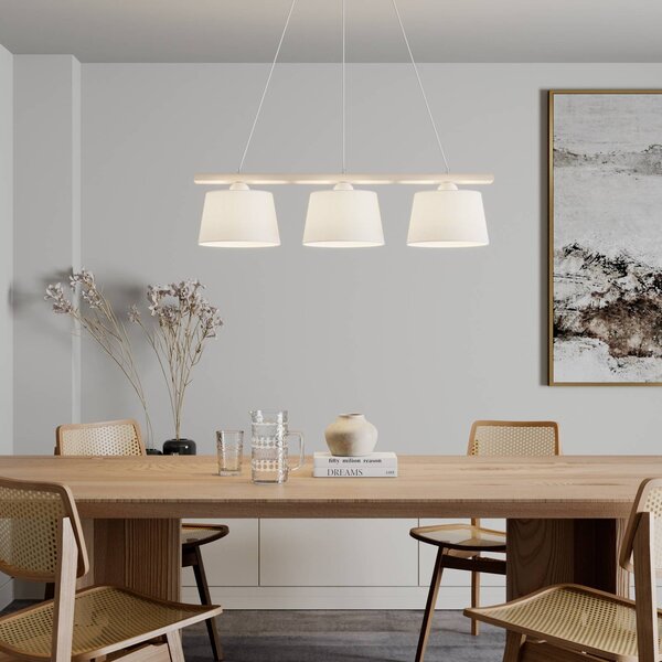 Lampa wisząca Sweden Euluna, możliwość ściemniania, salon / jadalnia, tkanina / materiał / jedwab