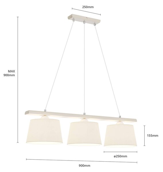 Lampa wisząca Sweden Euluna, możliwość ściemniania, salon / jadalnia, tkanina / materiał / jedwab