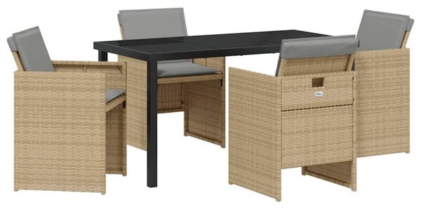 Zestaw Mebli Ogrodowych Komplet Jadalniany 5-Częściowy Beżowy Rattan Na Taras Balkon Ogród