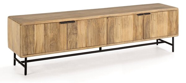 Szafka pod TV z litego drewna mango w naturalnym kolorze 190x50x40 cm Mundra – MOME