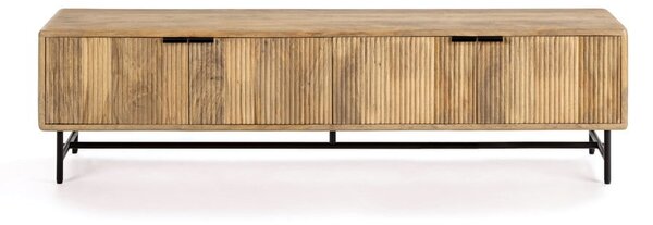 Szafka pod TV z litego drewna mango w naturalnym kolorze 190x50x40 cm Mundra – MOME