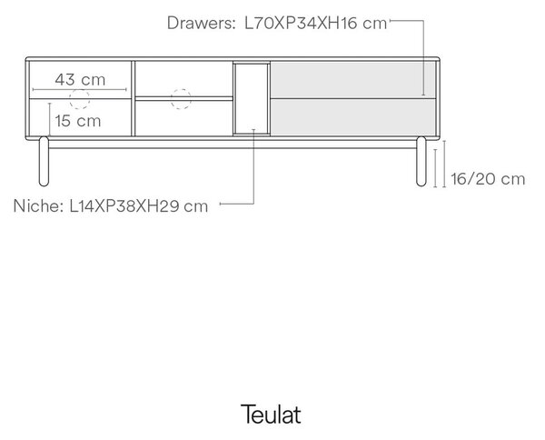 Ciemnoszara szafka pod TV 180x56 cm Corvo – Teulat