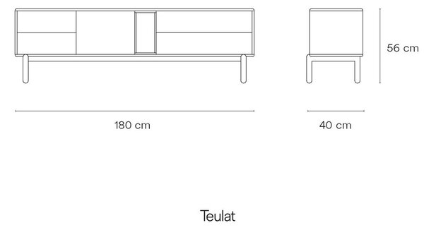 Ciemnoszara szafka pod TV 180x56 cm Corvo – Teulat