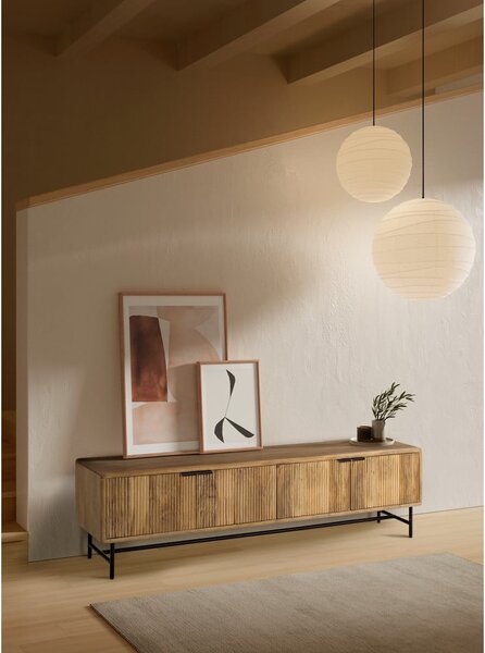 Szafka pod TV z litego drewna mango w naturalnym kolorze 190x50x40 cm Mundra – MOME