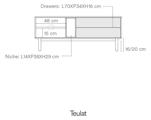 Kremowa szafka pod TV 140x56x40 cm Corvo – Teulat