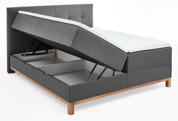 Ciemnoszare łóżko boxspring ze schowkiem 180x200 cm Catania − Meise Möbel