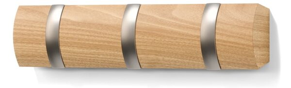 Wieszak ścienny z litego drewna topolowego Flip – Umbra