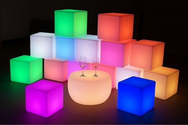 Podświetlany stołek/taboret LED, 60x60x60 cm