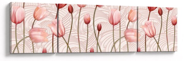 Obraz - Różowe tulipany (170x50 cm)