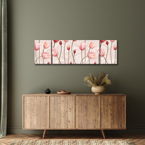 Obraz - Różowe tulipany (170x50 cm)