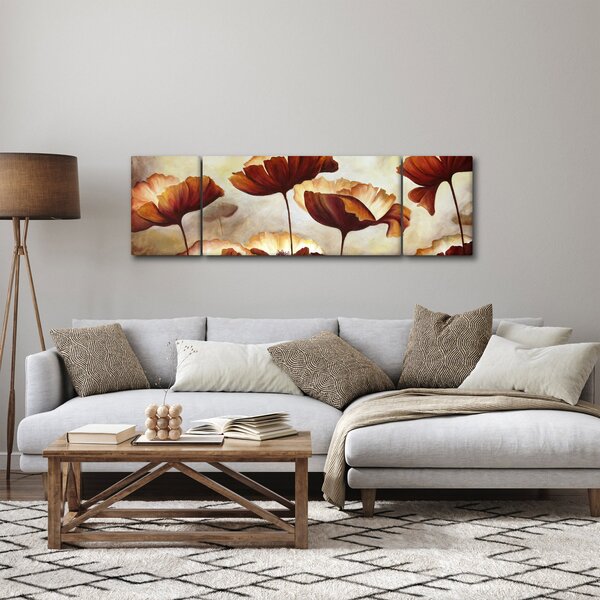 Obraz czerwonych kwiatów (170x50 cm)