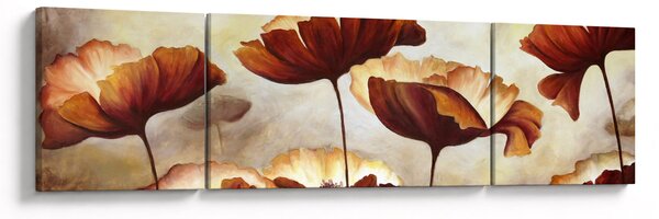 Obraz czerwonych kwiatów (170x50 cm)