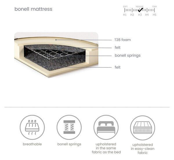 Jasnobrązowe łóżko boxspring 160x200 cm Dove – Maison de Rêve
