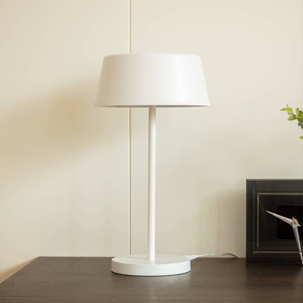 Lampa stołowa LED Milica Lindby, możliwość ściemniania, biały / opal, salon / jadalnia, metal, skandynawski