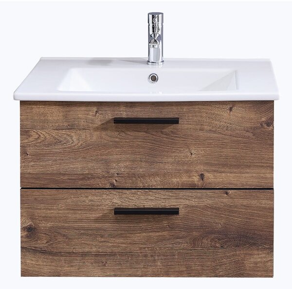 Brązowa szafka pod umywalkę bez baterii w dekorze dębu 71x51 cm Set 374 – Pelipal