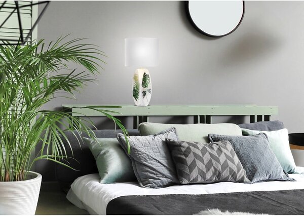 Biało-zielona lampa stołowa z tekstylnym kloszem (wys. 59 cm) Palma – Candellux Lighting
