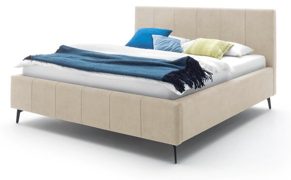 Beżowe tapicerowane łóżko dwuosobowe ze schowkiem ze stelażem 180x200 cm Lizzano – Meise Möbel