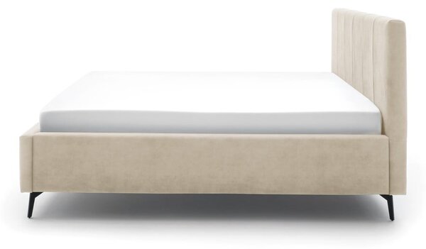 Beżowe tapicerowane łóżko dwuosobowe ze schowkiem ze stelażem 180x200 cm Lizzano – Meise Möbel
