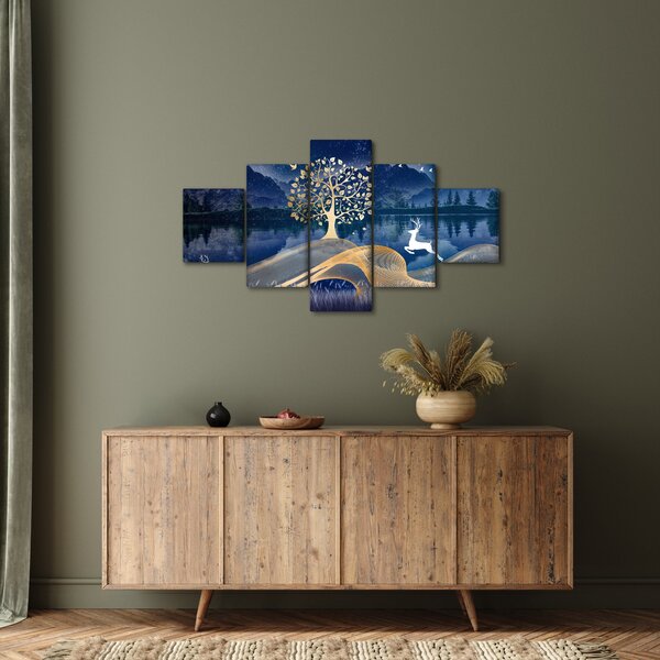 Obraz jelenia w pełni księżyca (125x70 cm)
