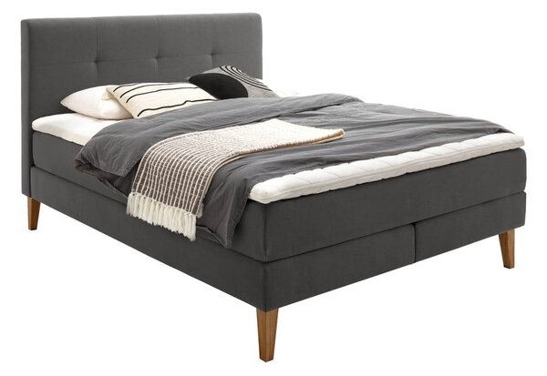 Antracytowe łóżko boxspring 160x200 cm Stockholm – Meise Möbel