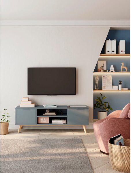 Szarozielona szafka pod TV 140x53x40 cm Pisco – Marckeric