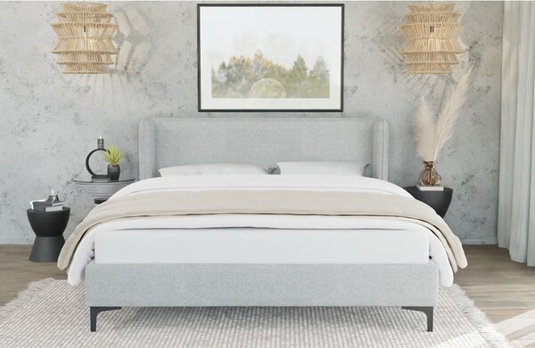 Szare tapicerowane łóżko ze stelażem 90x200 cm Basti – Ropez