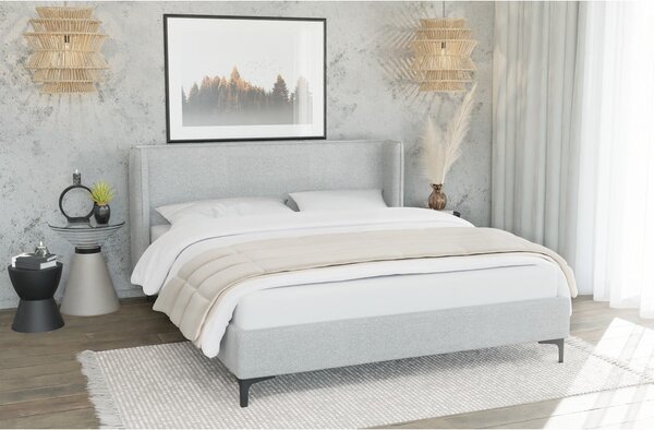 Szare tapicerowane łóżko ze stelażem 90x200 cm Basti – Ropez