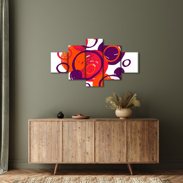 Obraz - Motyw z kółkami w ciepłych kolorach (125x70 cm)