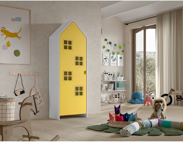 Żółta/biała szafa dziecięca 58x172x37 cm Casami Bruges – Vipack