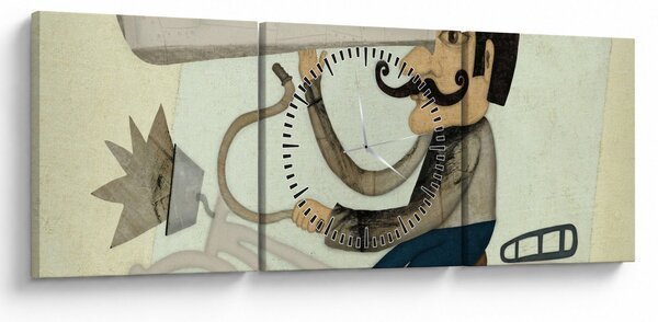 Obraz - Astronom na rowerze (z zegarem) (90x30 cm)