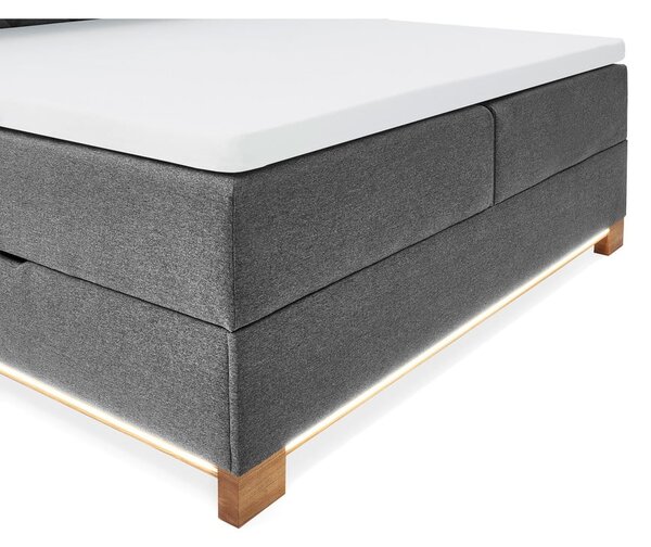 Szare łóżko boxspring ze schowkiem 180x200 cm Messina – Meise Möbel