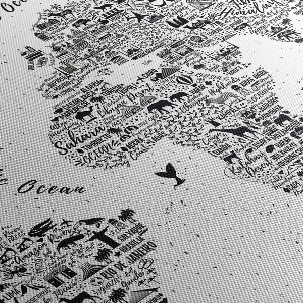 Obraz - Mapa piktogramów (z zegarem) (90x30 cm)