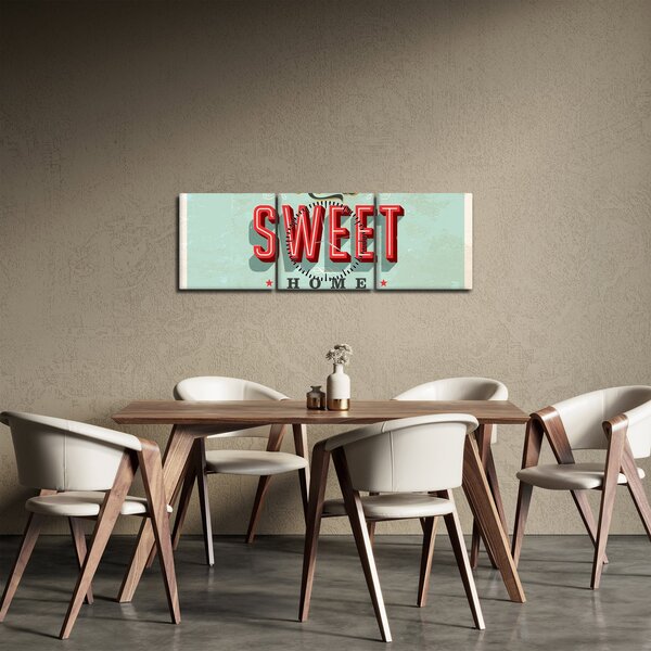 Obraz - Home sweet home (z zegarem) (90x30 cm)