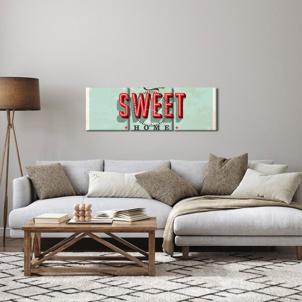 Obraz - Home sweet home (z zegarem) (90x30 cm)