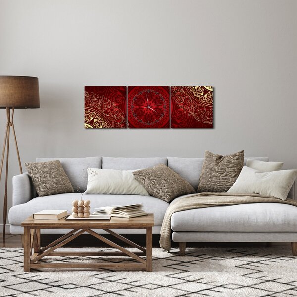 Obraz - Złote mandale (z zegarem) (90x30 cm)