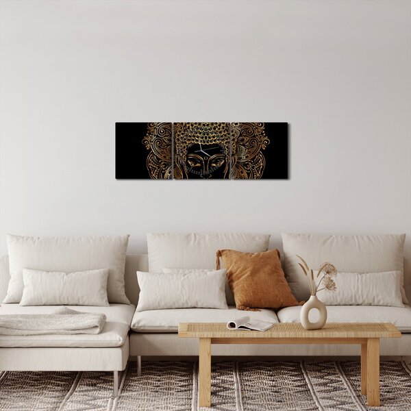 Obraz złotego Buddy (z zegarem) (90x30 cm)