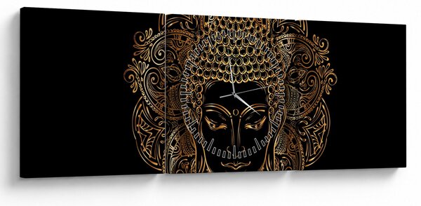 Obraz złotego Buddy (z zegarem) (90x30 cm)