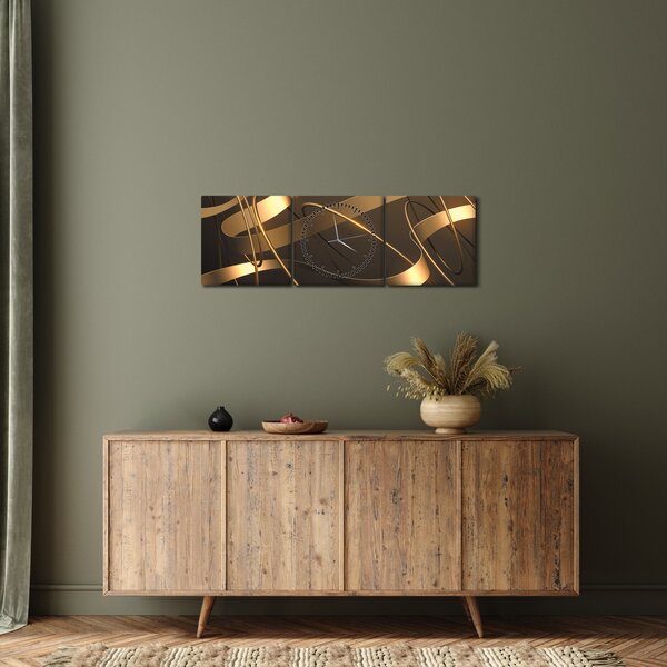 Obraz - Brązowe wstążki (z zegarem) (90x30 cm)