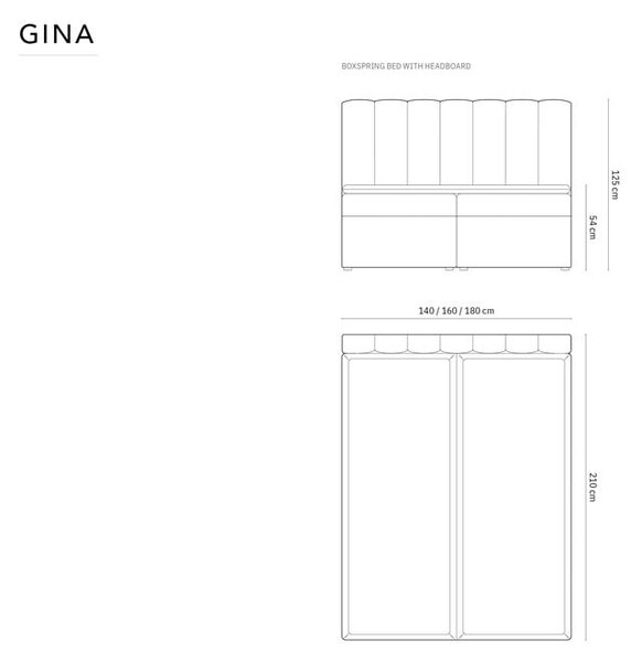 Ciemnoniebieskie łóżko boxspring ze schowkiem 180x200 cm Gina – Milo Casa