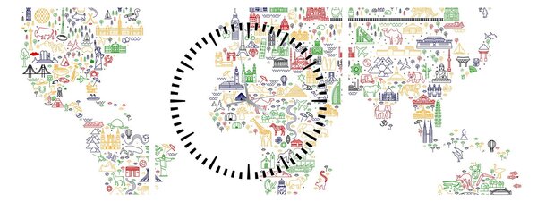 Obraz - Mapa obrazu (z zegarem) (90x30 cm)